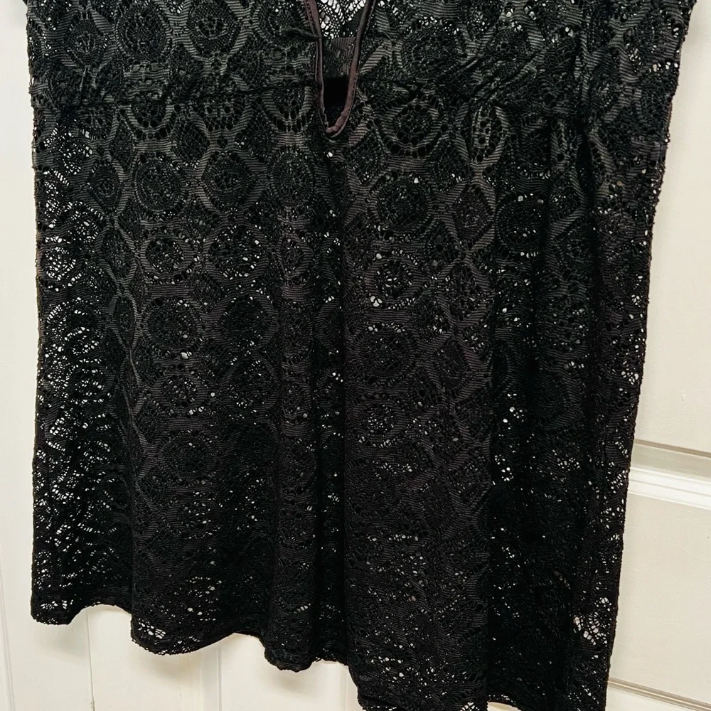 Blue Island Black Lace V-Neck Swim Coverup Plus size 2X